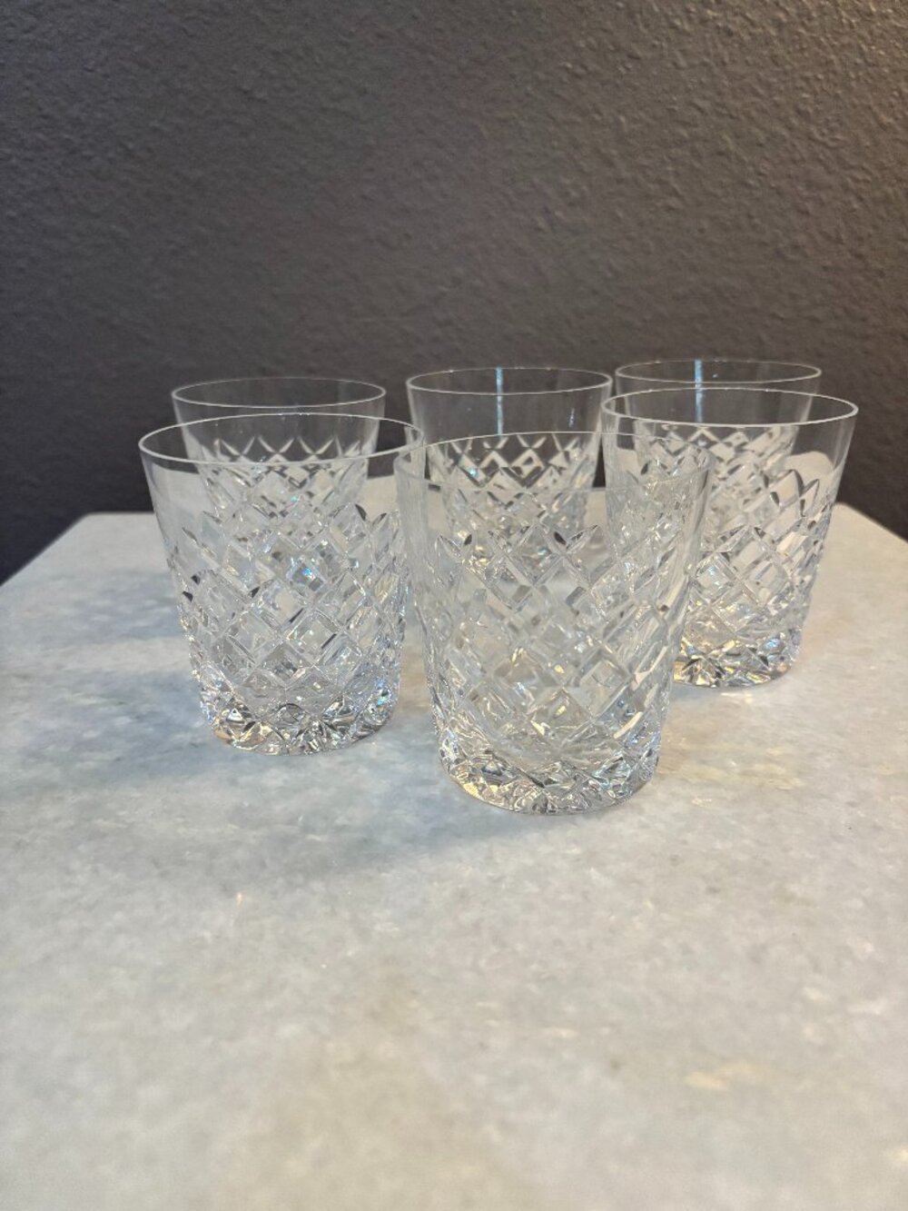 Vintage Bohemia Crystal Diamond Whisky Glasses Tumblers Rock Set of 6 Boxed